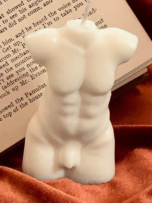 Hand Made Adonis Sex God Torso Male Art Man Sculpture 100 Fragrances Soy Blend Ivory Candle Free UK Post