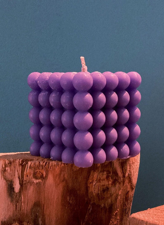 Cluster Bubble Cube Modern Art Sculpture Hand-made Purple 6cm Candle Over 100 Fragrances Free UK Post