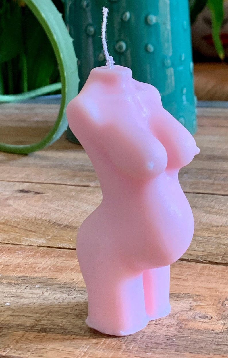 Mum To Be Pregnancy Goddess Torso Female Body Sculpture Baby Pink Soy Blend Candle 100 fragrances Eco Packaging Free UK Post