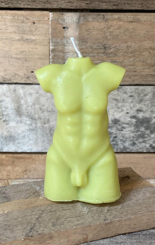 Hand Made Adonis Sex God Torso Male Art Man Sculpture 100 Fragrances Soy Blend Green Candle Free UK Post