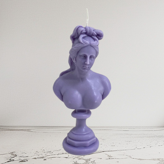 Greek Goddess Of Love Aphrodite Large Bust 14.5cm Lavender Purple Soy Candle 100 Fragrances Free UK Post