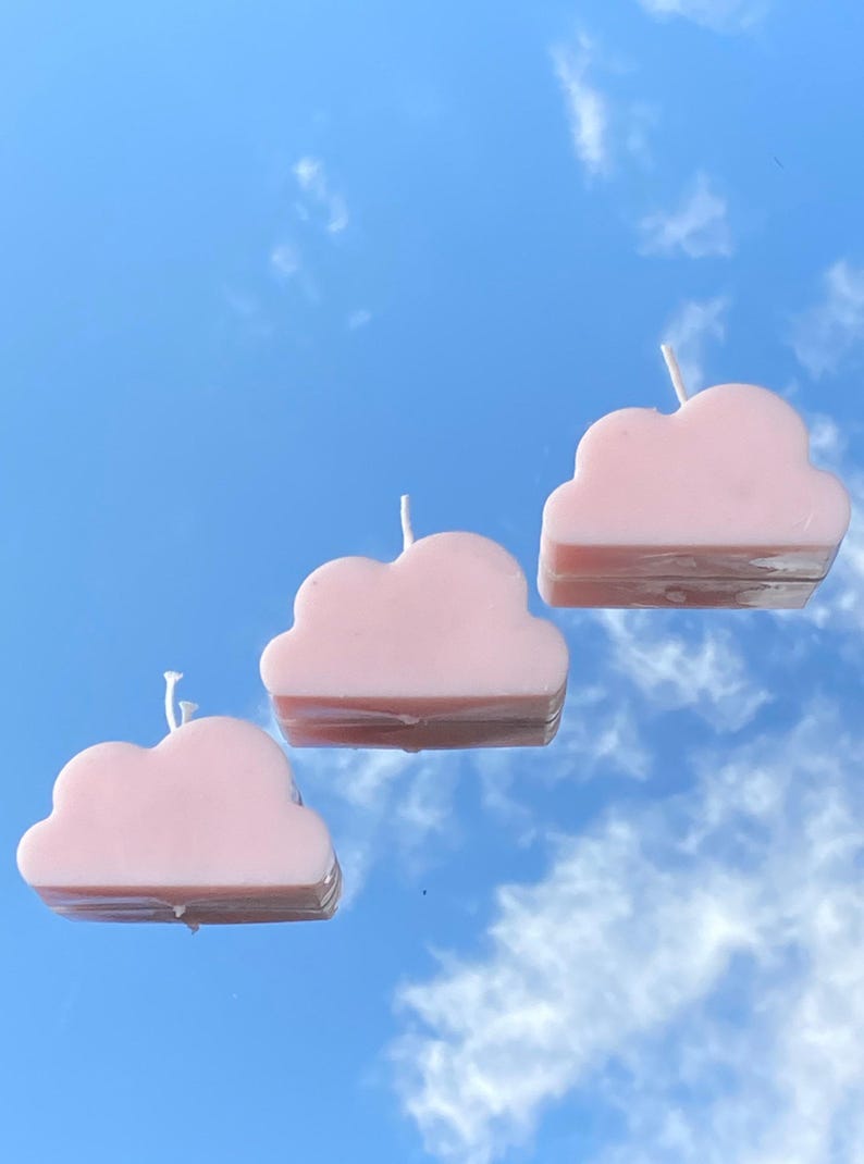 Cumulonimbus Trio Of Hand Made Clouds Soy Candles Pastel Pink Cloud Cluster 100 Fragrance Choice Free Post To UK