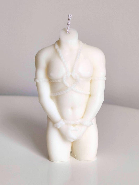 Ivory Shibari God Bondage Man Hand Crafted Male Candle: 100 Scents, Soy Blend, Natural Wick, Eco Packaging