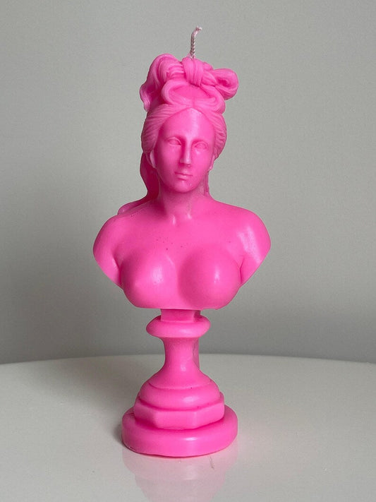 Greek Goddess Of Love Aphrodite Large Bust 14.5cm Hot Pink Soy Candle 100 Fragrances Free UK Post