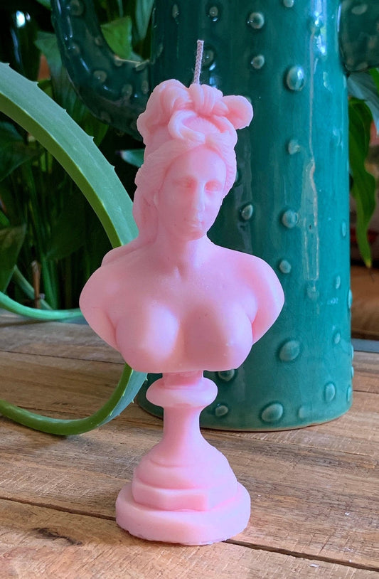 Greek Goddess Of Love Aphrodite Large Bust 14.5cm Baby Pink Pastel Soy Candle 100 Fragrances Free UK Post