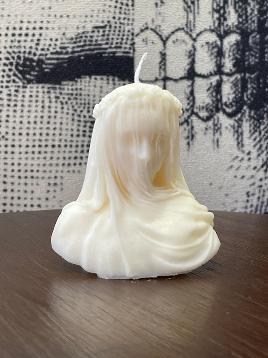 Mausoleum Collection- Small Veiled Lady Sculpture, Handmade Candle to order 70 Scents Free UK Post