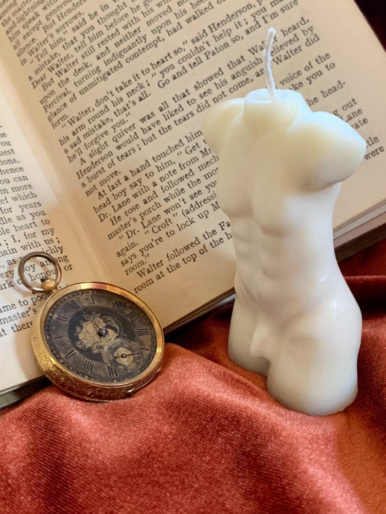 Hand Made Adonis Sex God Torso Male Art Man Sculpture 100 Fragrances Soy Blend Ivory Candle Free UK Post