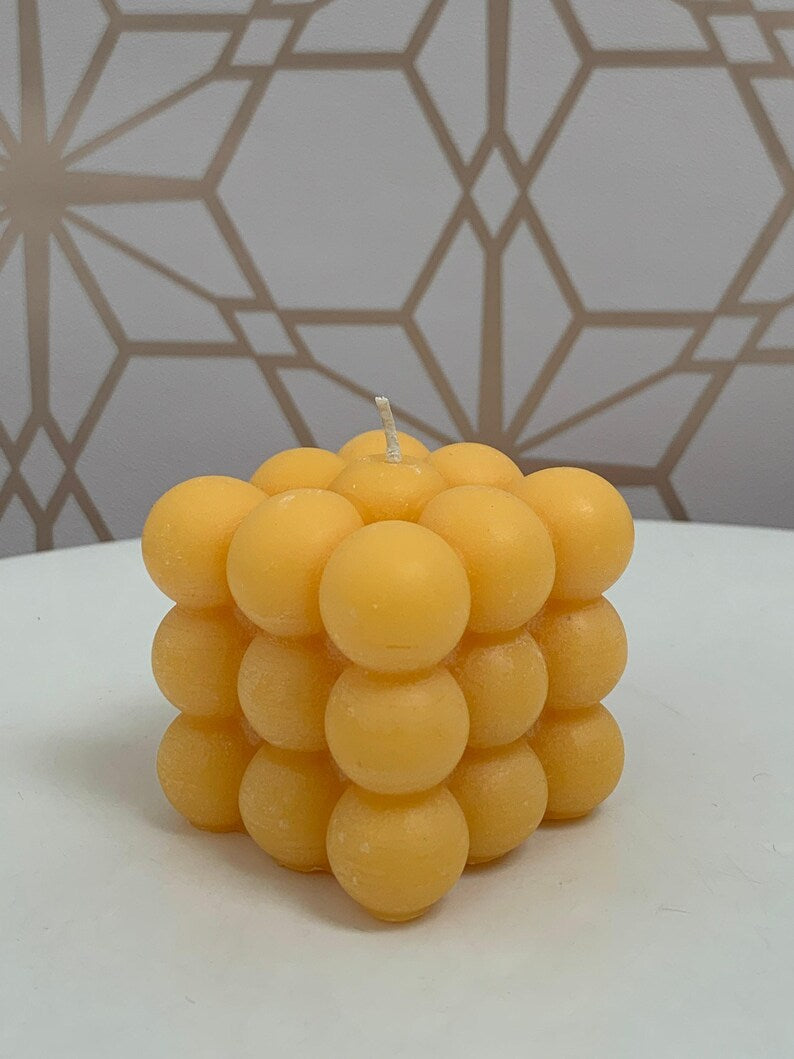 Hand Made Bubble Cube Soy Candle Bespoke Scent Orange Free Post To UK