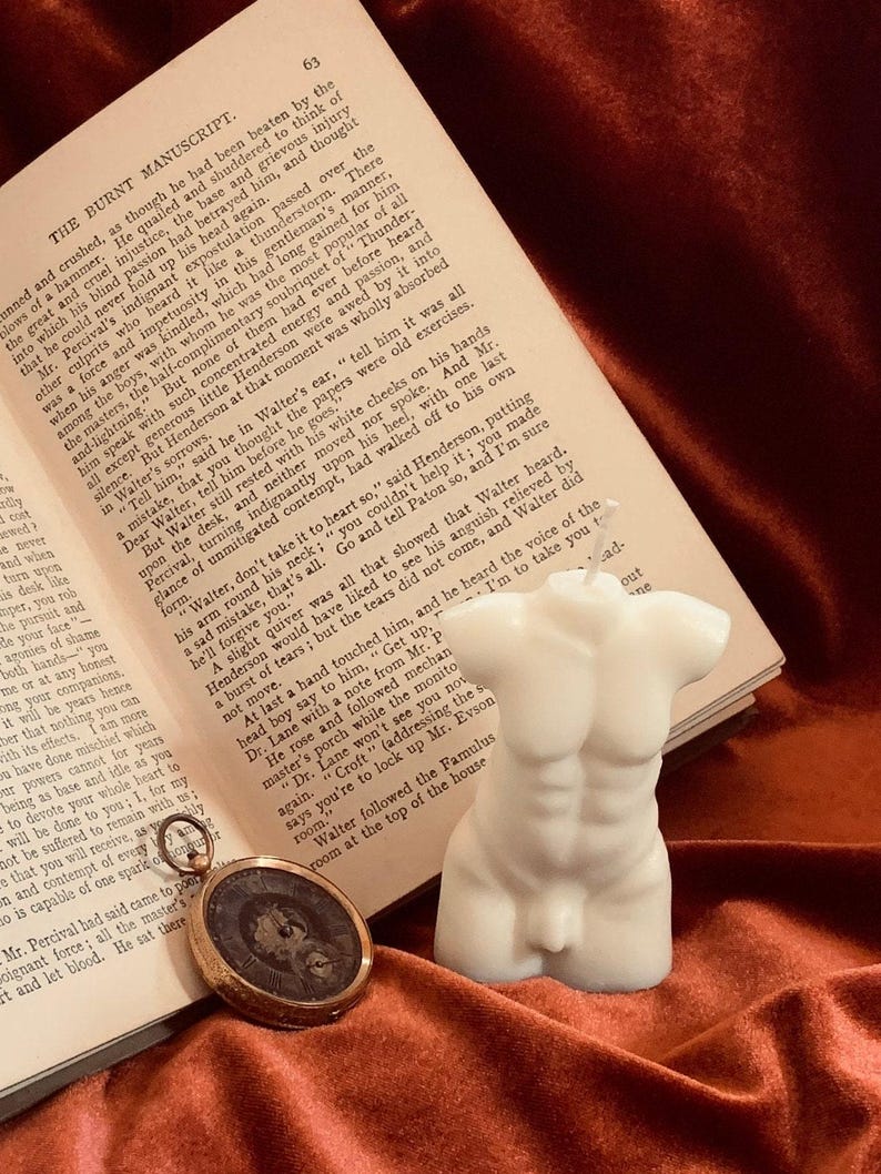 Hand Made Adonis Sex God Torso Male Art Man Sculpture 100 Fragrances Soy Blend Ivory Candle Free UK Post