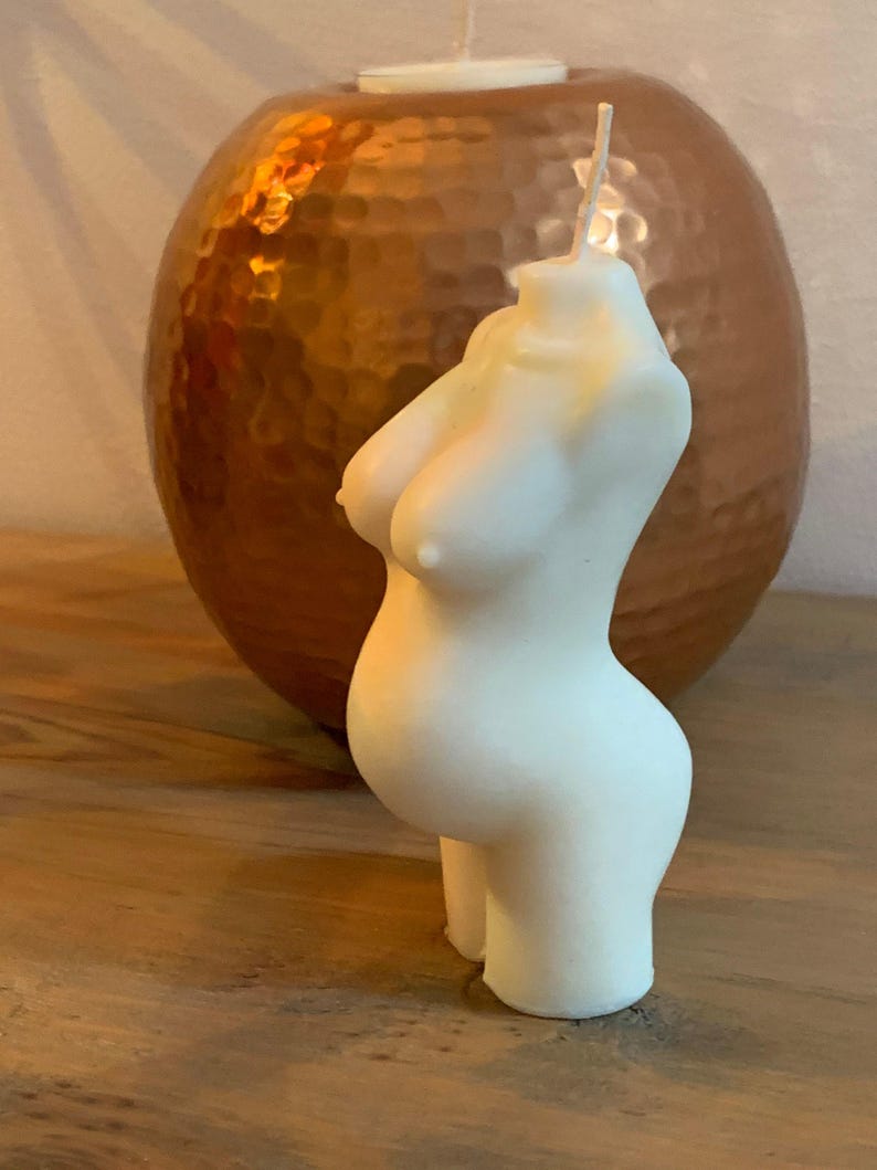 Mum To Be Pregnancy Goddess Torso Female Body Art Sculpture Ivory Soy Blend Candle 100 fragrances Eco Packaging Free UK Post