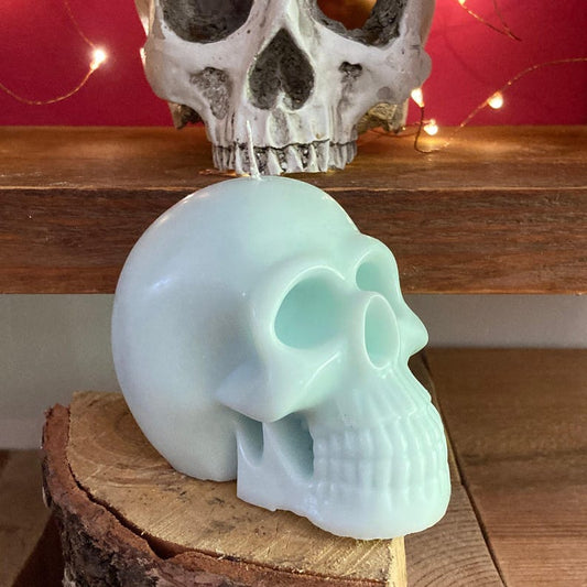 Made To Order Blue Collection Human Skull Candle Choice Of 100 Fragrances Free UK Post