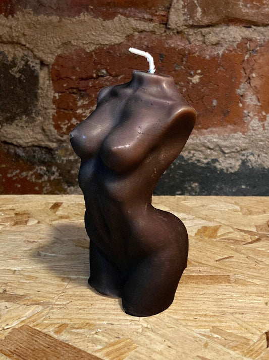 Hand-Poured Brown Aphrodite Nude Female Goddess Form Candle: 100 Gorgeous Scents. Free UK Postage.