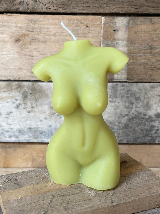 Hand Made Green Sculpture Human Nude Venus Goddess Candle 70 Gorgeous Scents Free UK Post