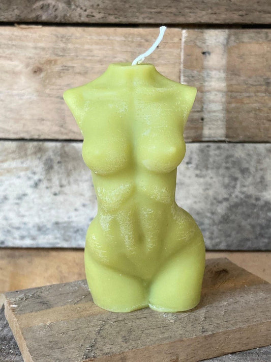 Hand Made Bright Green Sculpture Human Nude Aphrodite Sexy Candle 70 Gorgeous Scents Free UK Post