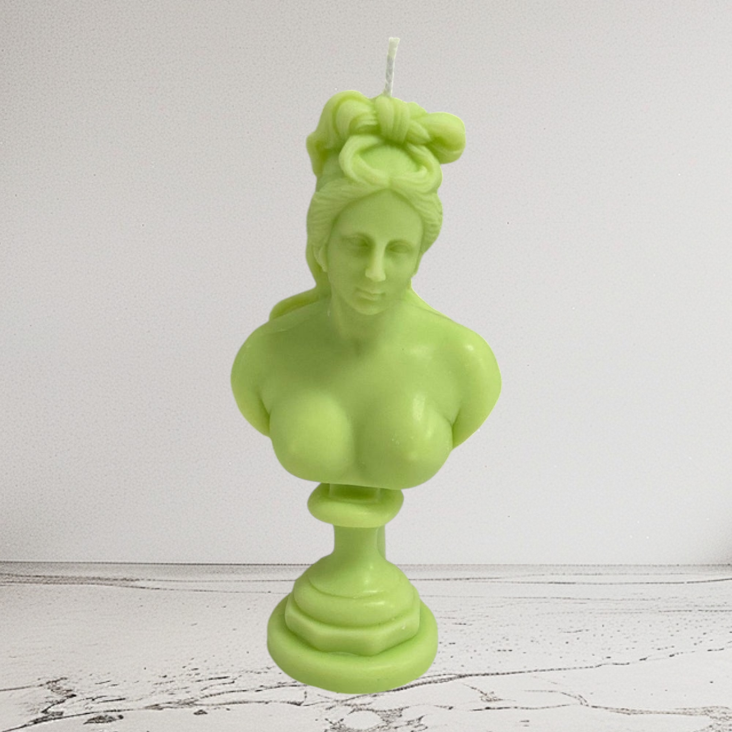 Greek Goddess Of Love Aphrodite Large Bust 14.5cm Bright Green Soy Candle 100 Fragrances Free UK Post