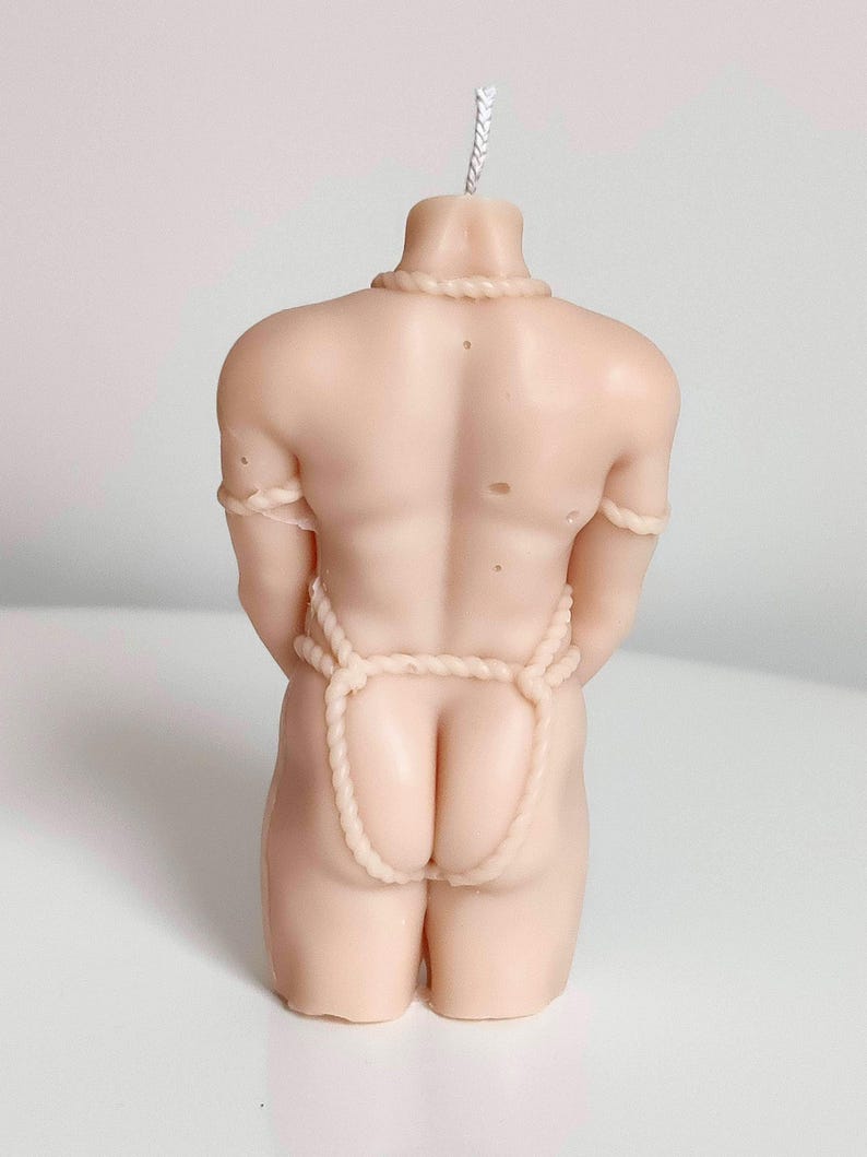 Man Bondage Shibari God Male Beige Skin Tone Soy Wax Candle In A Huge Choice Of Fragrances Handmade in Leicestershire Free UK Post