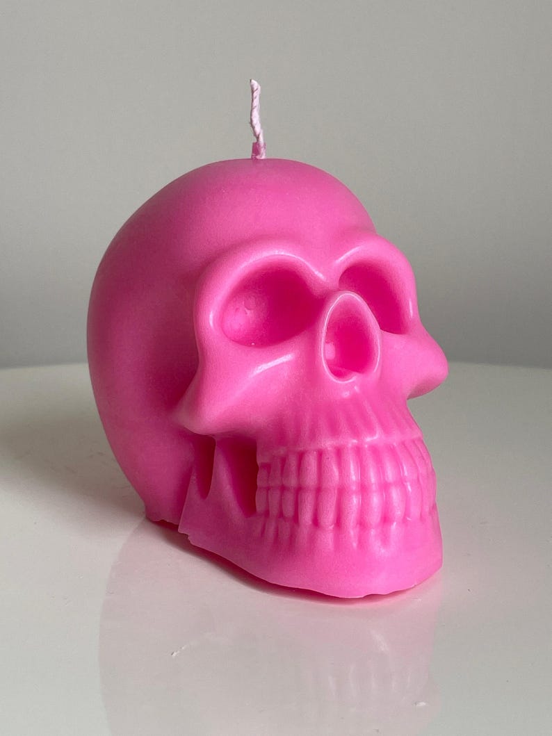 Made To Order Hot Pink Collection Human Skull Candle Choice Of 100 Fragrances Free UK Post