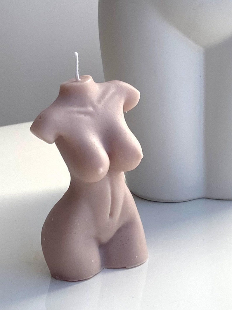 Hand Made Venus Goddess Of Love Beige Body Torso Female Art Sculpture Soy Candle Bespoke Scent & Colour Free UK Post