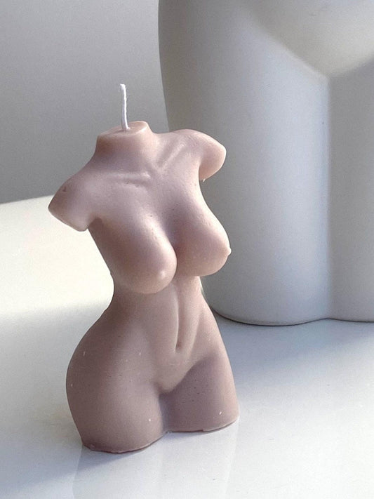 Beige Nude Female Venus Goddess Of Love Handmade Candle: Soy Blend/Beeswax (100 Scent Choices). Natural Cotton Wick. UK Made.