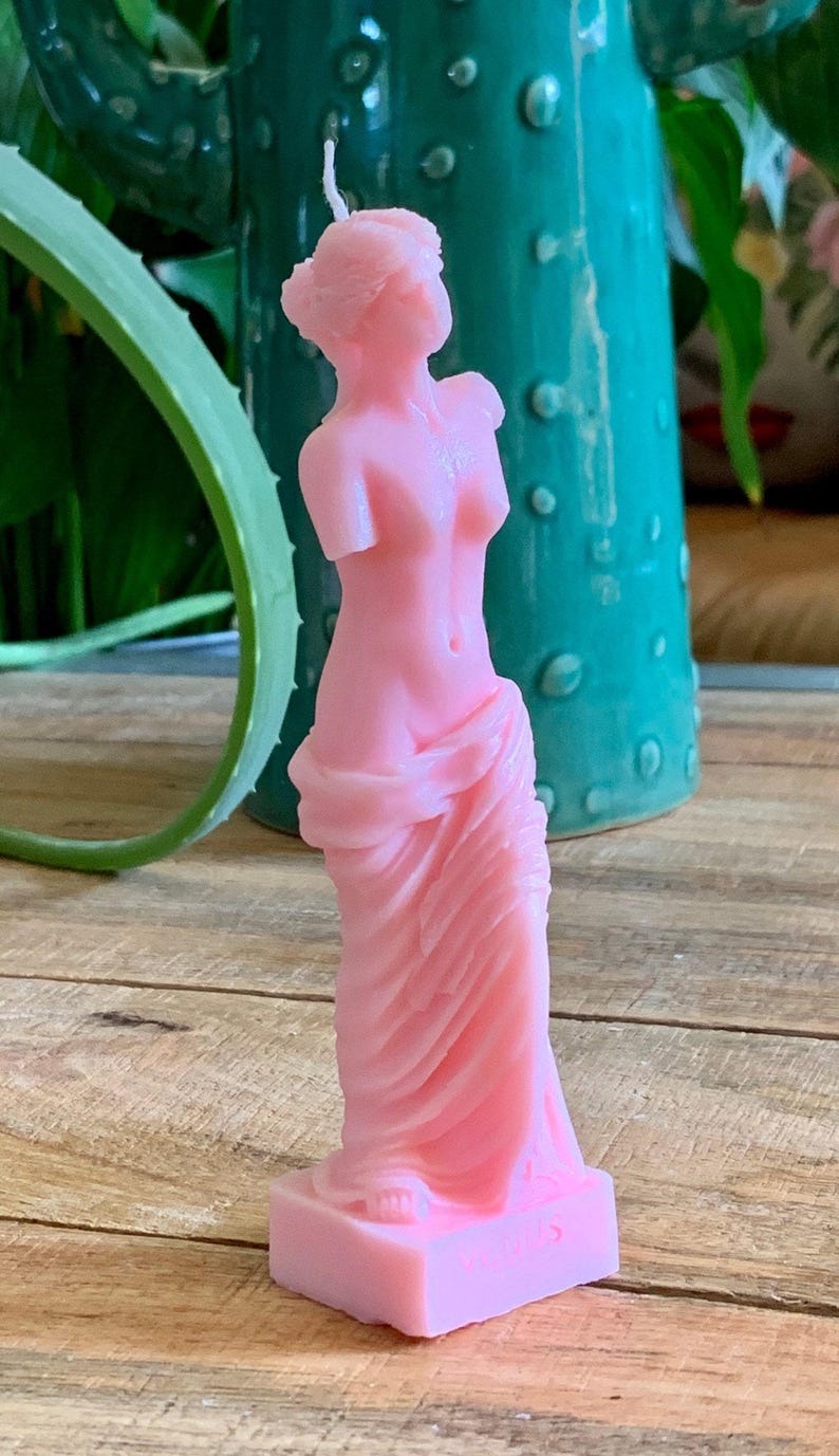 Pastel Pink Hand Made Venus De Milo Roman Goddess Art Sculpture Soy Candle Free Postage to UK