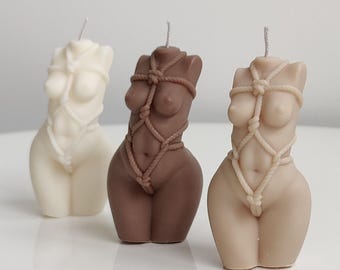 Bondage Shibari Goddess Candle: Any Colour You Crave, 100 Seductive Scents, Soy/Beeswax, Natural Wick, Eco Packaging.