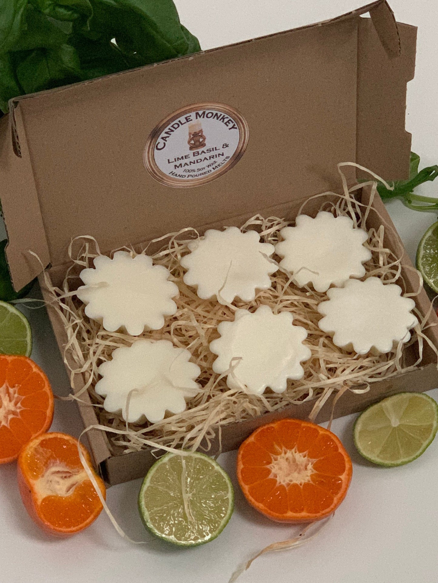 Lime Basil & Mandarin Soy Wax Love you Mum Hearts Flowers Box of Highly Fragranced Wax Melts Free UK Post