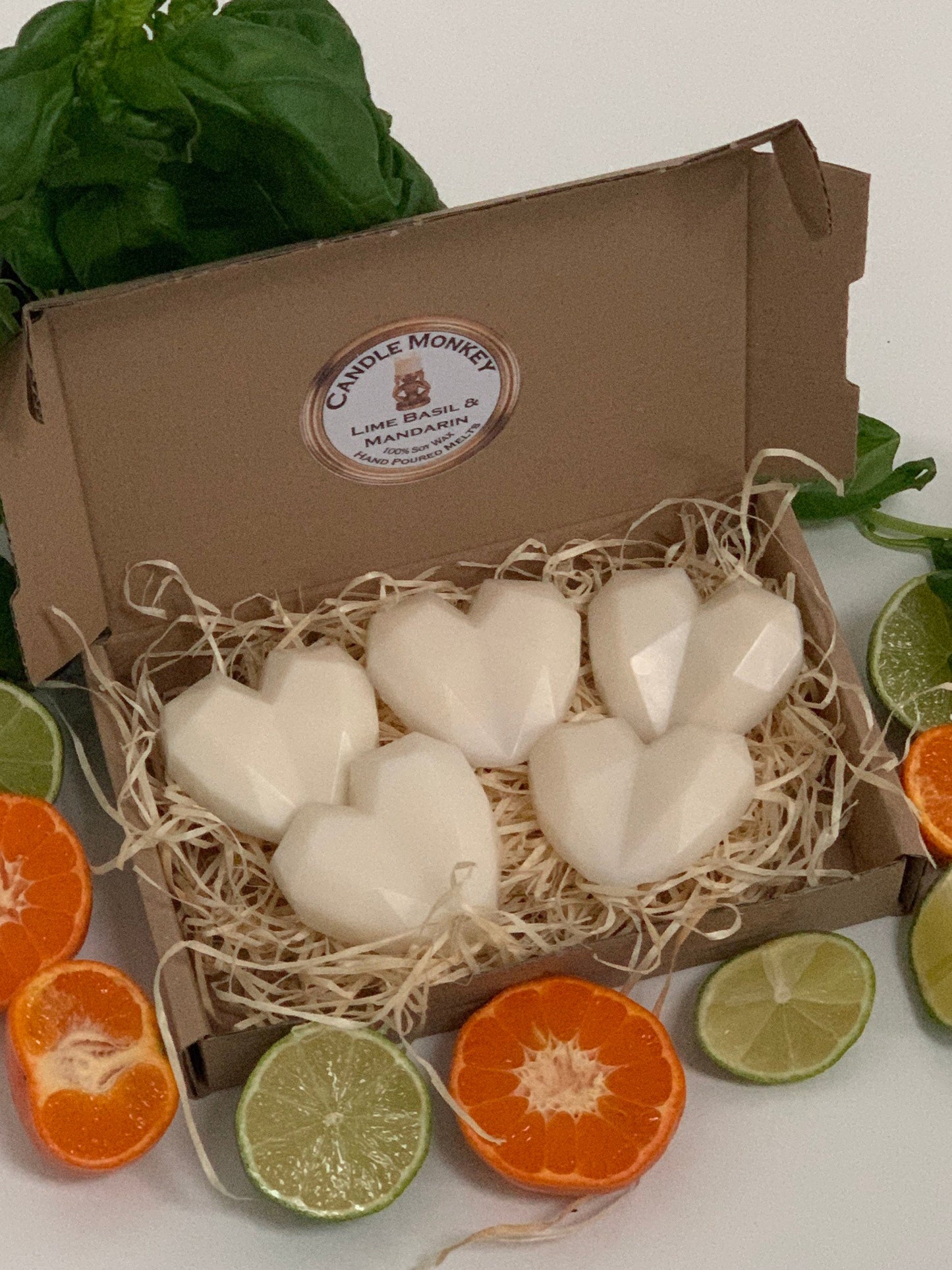 Lime Basil & Mandarin Soy Wax Love you Mum Hearts Flowers Box of Highly Fragranced Wax Melts Free UK Post