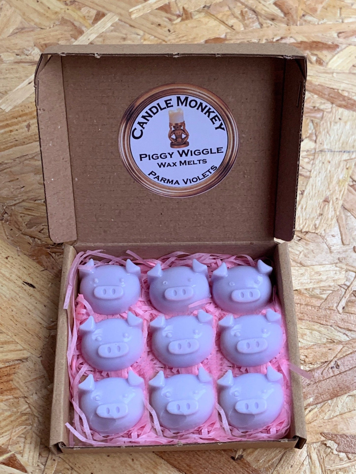 Piggy Wiggle Wax Pig Melts Sweet Box Marshmallow, Milky Bar, Parma Violet & Candy Floss Letterbox Gift Free UK Post