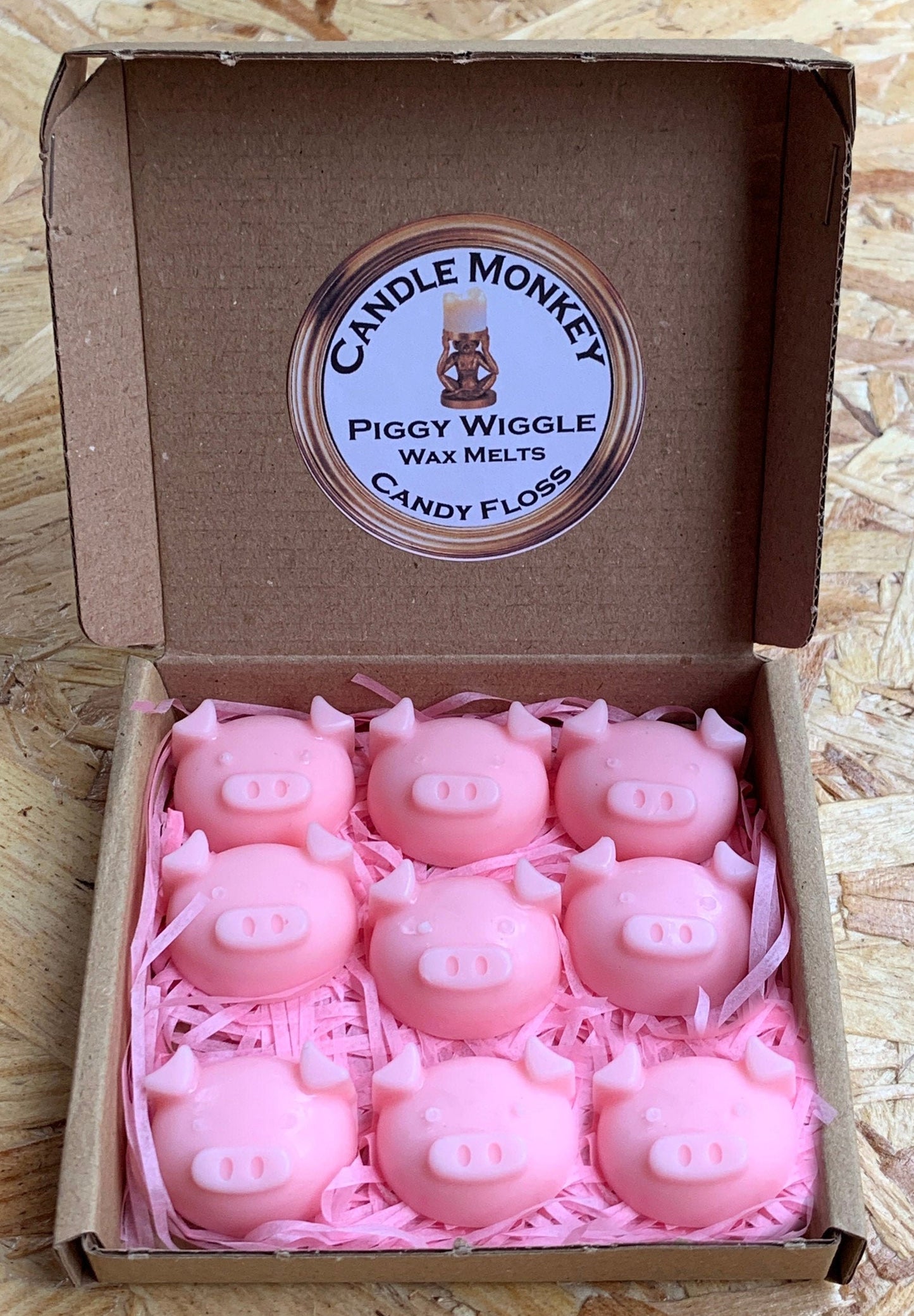 Piggy Wiggle Wax Pig Melts Sweet Box Marshmallow, Milky Bar, Parma Violet & Candy Floss Letterbox Gift Free UK Post