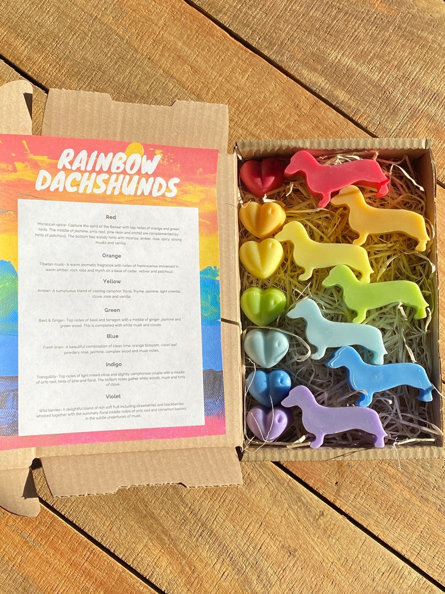 Dachshund Sausage Dog Rainbow 7 Colour Dogs Rainbow Gay Pride LGBTQIA+ Spring Wax Melts Free UK Post