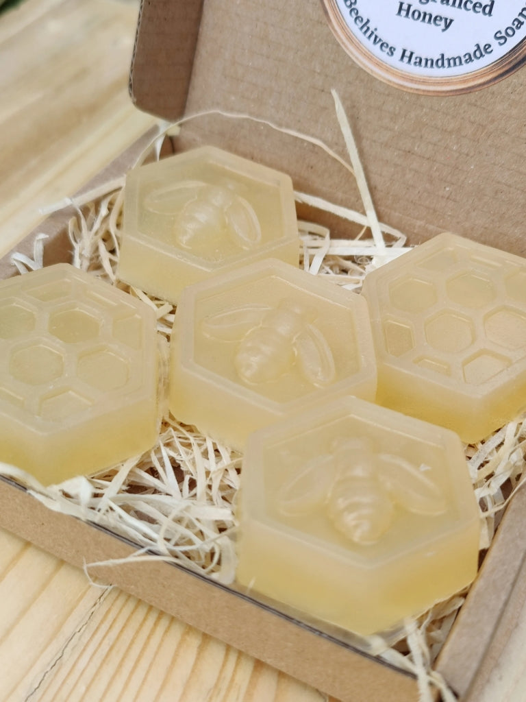 Honey And Essential Oil Natural Mini Bee Hive Travel / 5 or 12 Guest Soaps With Essential Oils Handmade Free Post To UK