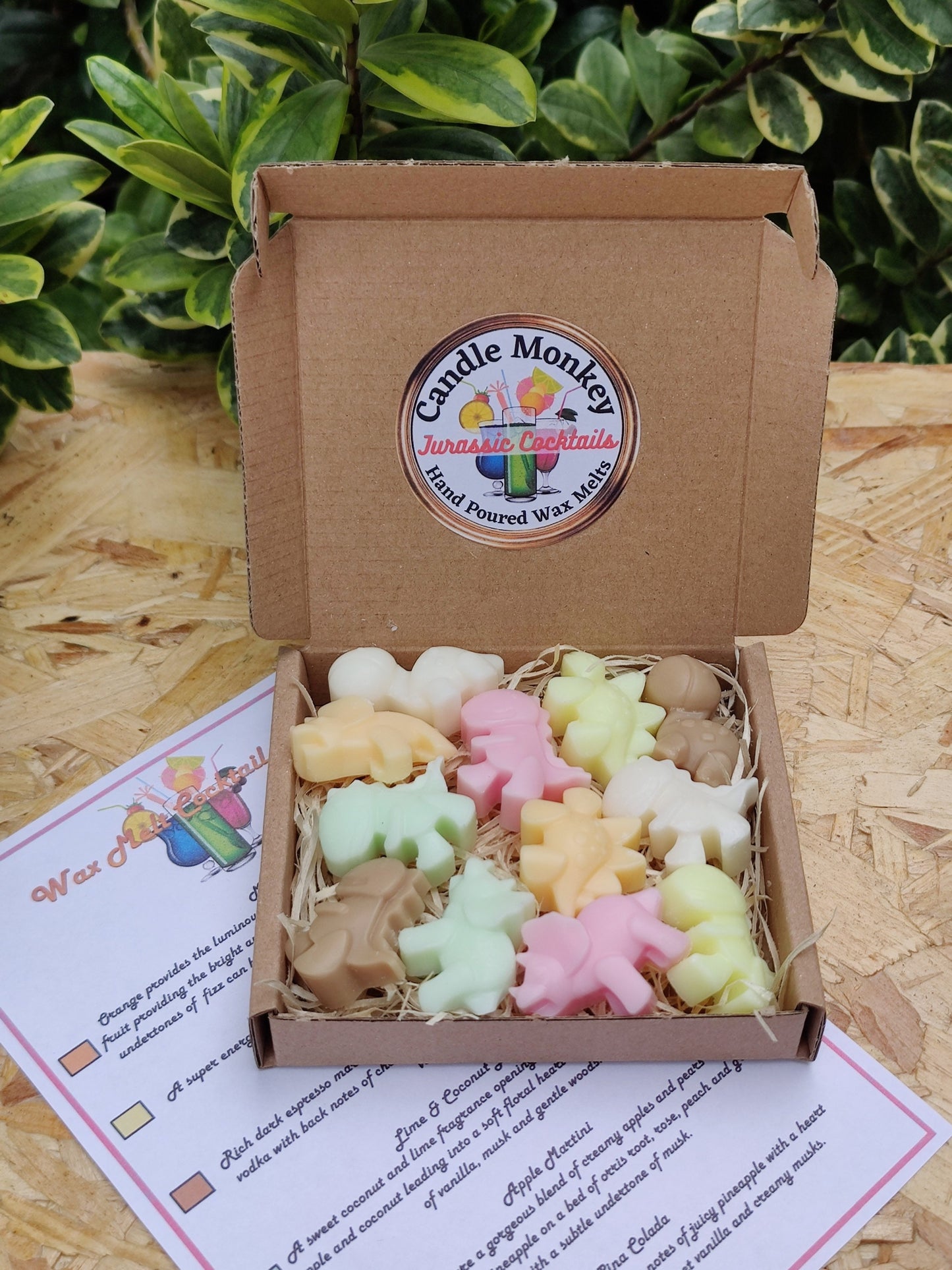 Jurassic Cocktails 12 Mini Dinosaurs Soy Wax Melts Mimosa, Pina Colada,Lime Coconut, Margarita Pastel Colours Letterbox Gift Free UK Post