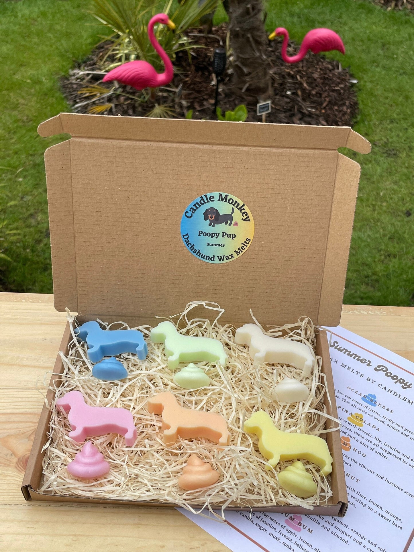 Poopy Pups - Summer Collection Dachshund Sausage Dog Wax Melts Tropical Beach Scents Free UK Post