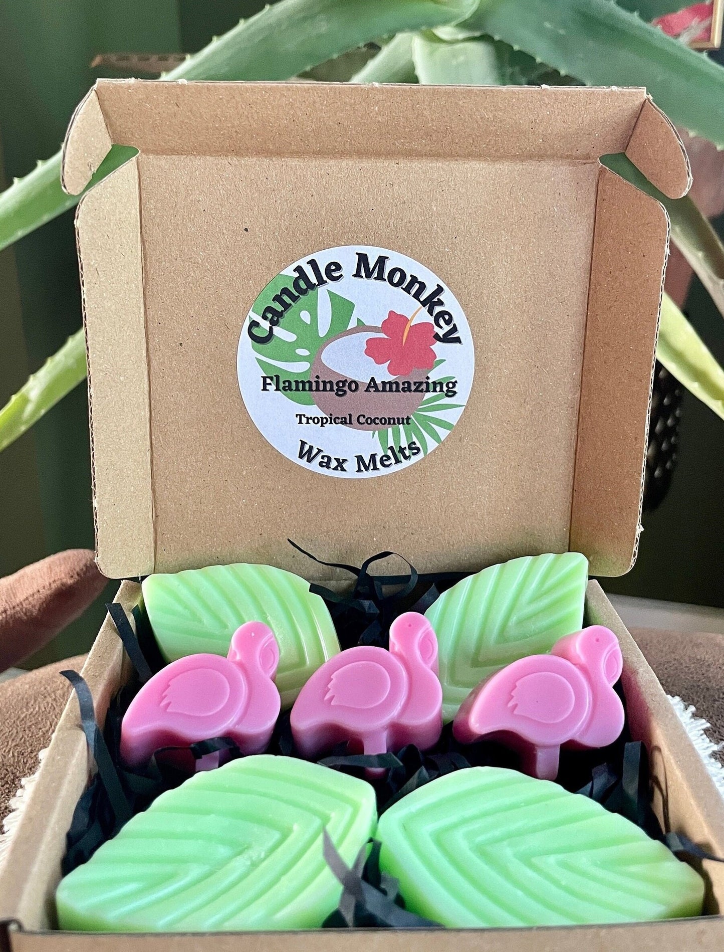 Flamingo Amazing Wax Melts Tropical Leaf Flamingos Pink & Green Wax Melts Set Free UK Post