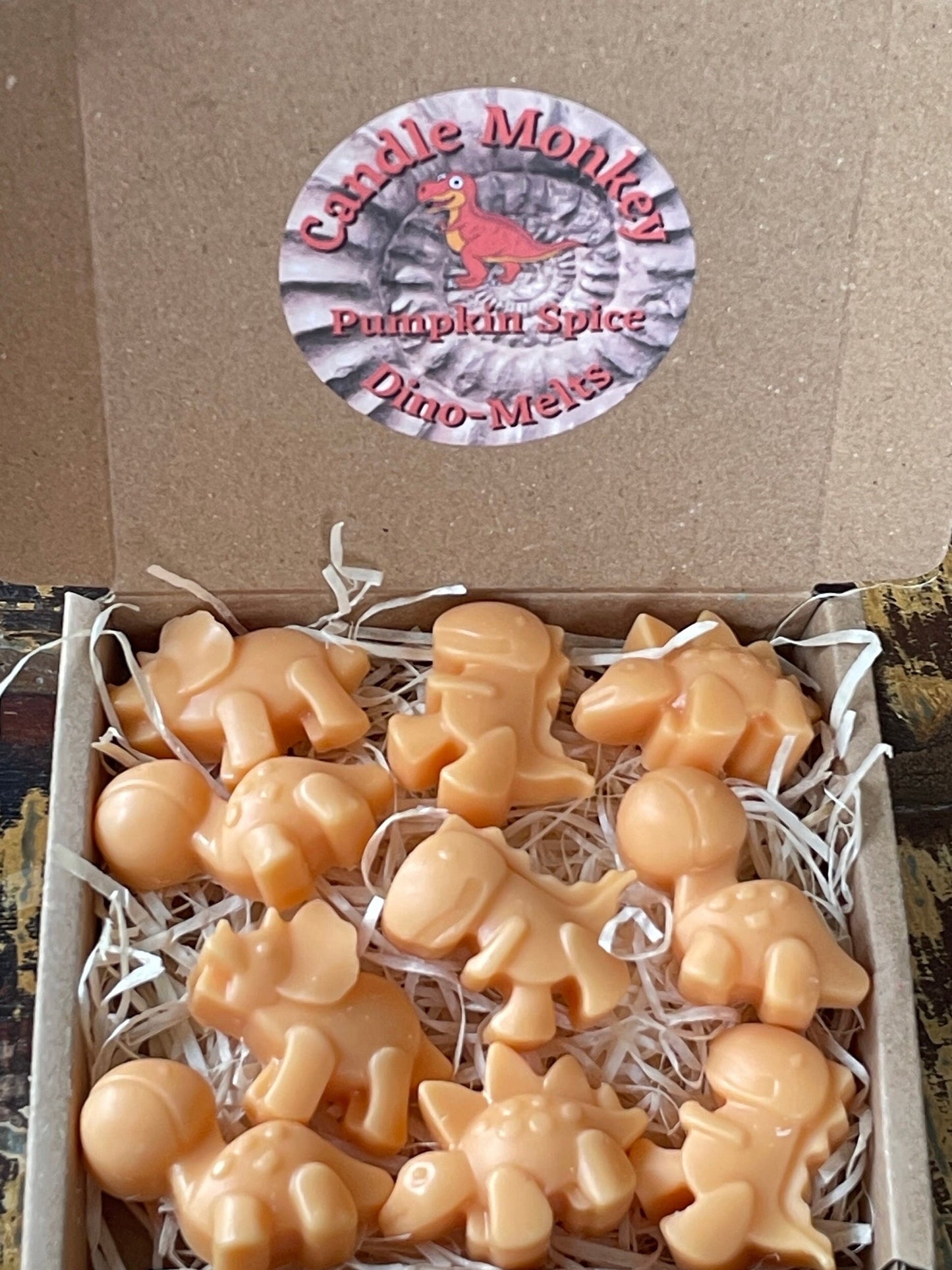 Dino-Melts 10 Mini Dinosaurs Pumpkin Spice. Soy Wax Melts Super Highly Scented Dinosaur Wax Melts. Free UK Post