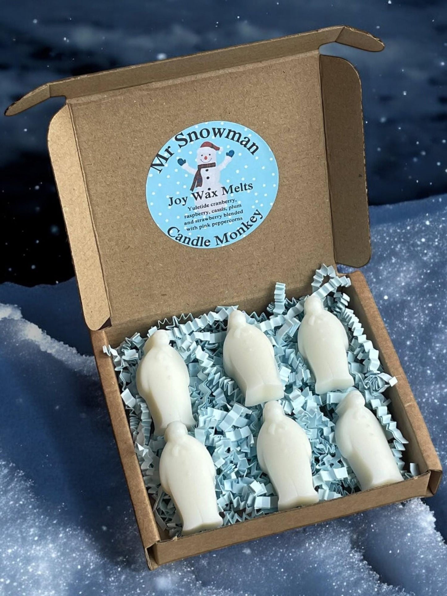 Homemade Mr Snowman Christmas 6 Wax Melts Set in Gift Box Free uk Post