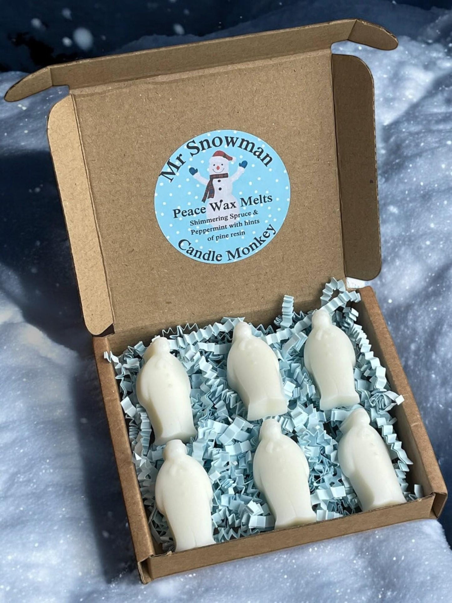 Homemade Mr Snowman Christmas 6 Wax Melts Set in Gift Box Free uk Post