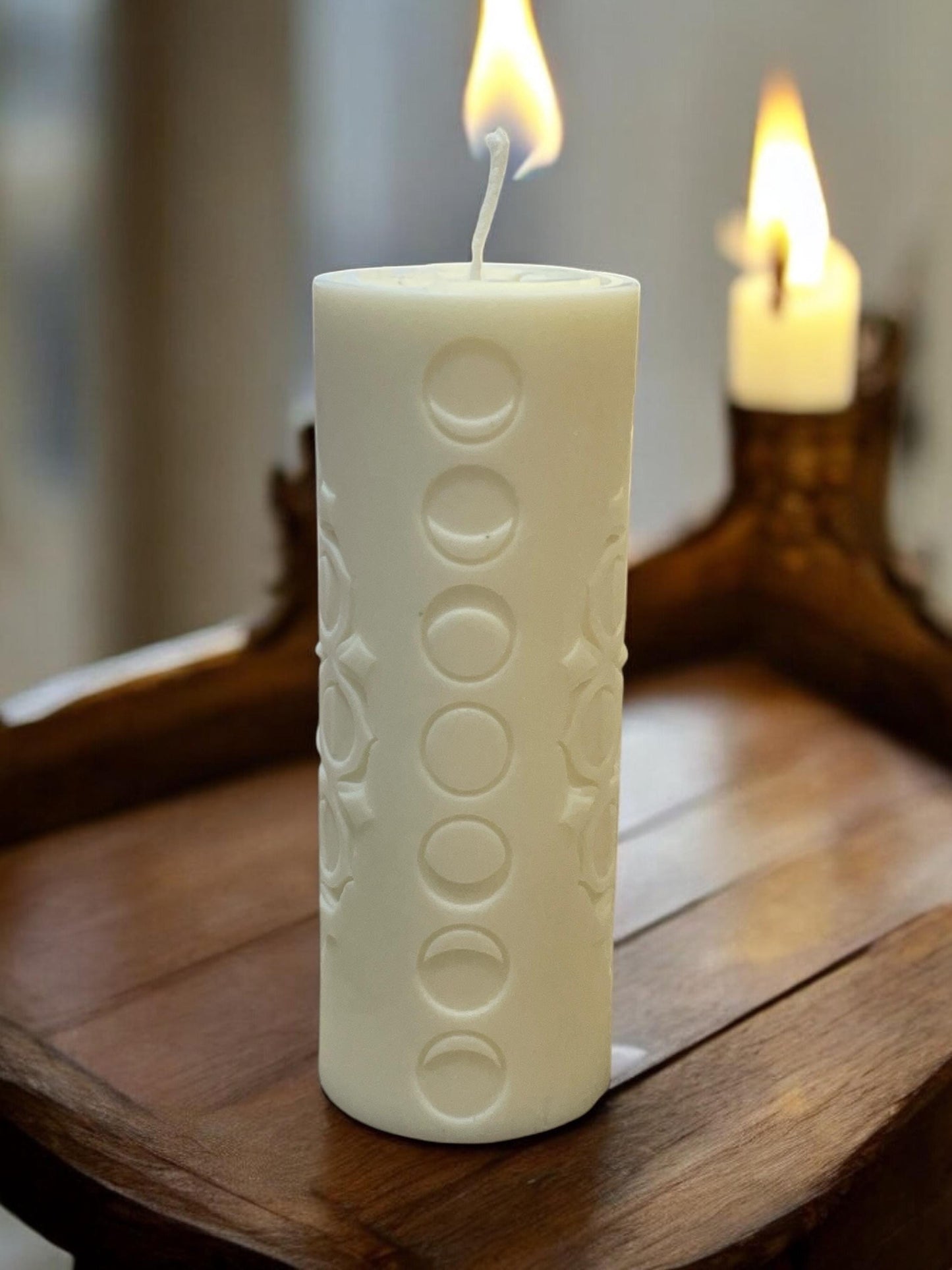 Winter Solstice Sun And Moon Phases Candle Made To Order In Choice of Colour & Fragrance or Essential Oils Free UK Post