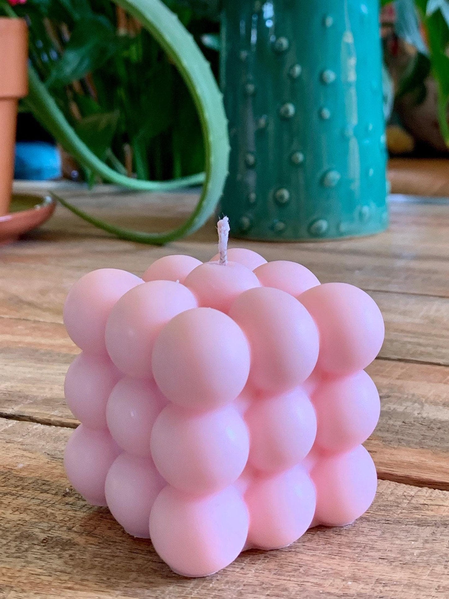 Hot Pink 6cm Soy Blend Bubble Cube Candle, Hand-Poured And Infused with Your Dream Scent. Free UK Postage.