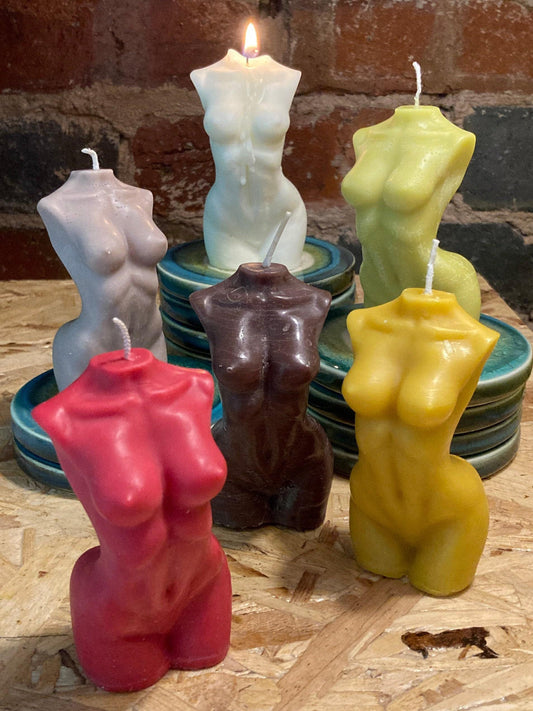 Hand-Poured Aphrodite Nude Female Goddess Form Candle: 100 Gorgeous Scents, Custom Colour Or Beeswax Option. Free UK Postage.