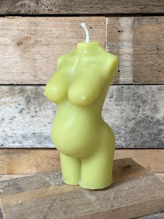 Mum To Be Pregnancy Goddess Torso Female Body Art Sculpture Green Soy Blend Candle 100 fragrances Eco Packaging Free UK Post