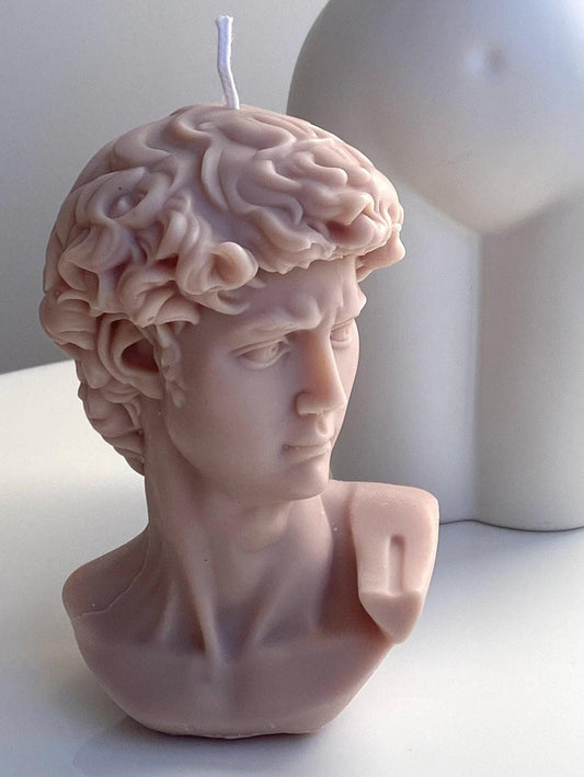 David Renaissance Michelangelo Art Sculpture Large Bust Soy Beige Candle Bespoke Scent Free UK Post