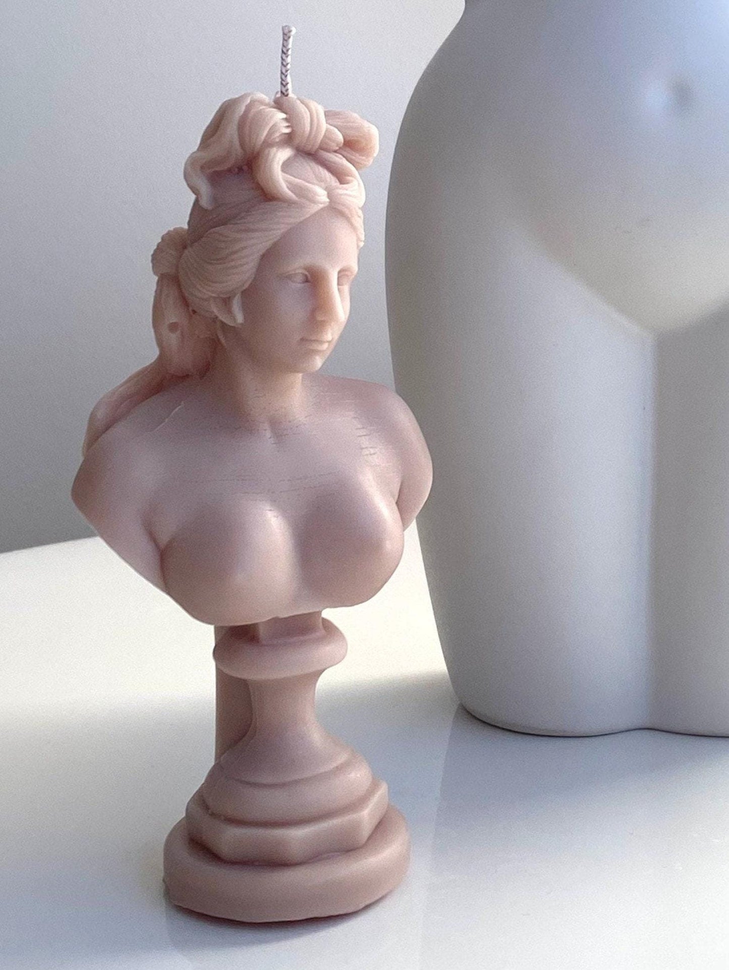 Greek Goddess Of Love Aphrodite Large Bust 14.5cm Beige Soy Candle 100 Fragrances Free UK Post