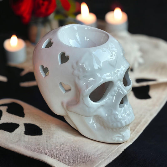 Large White Skull Wax Melt Burner Free Postage to UK