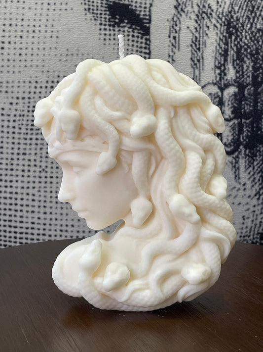 Mausoleum Collection- Medusa, Snake Goddess Handmade Candle to order 70 Scents Free UK Post