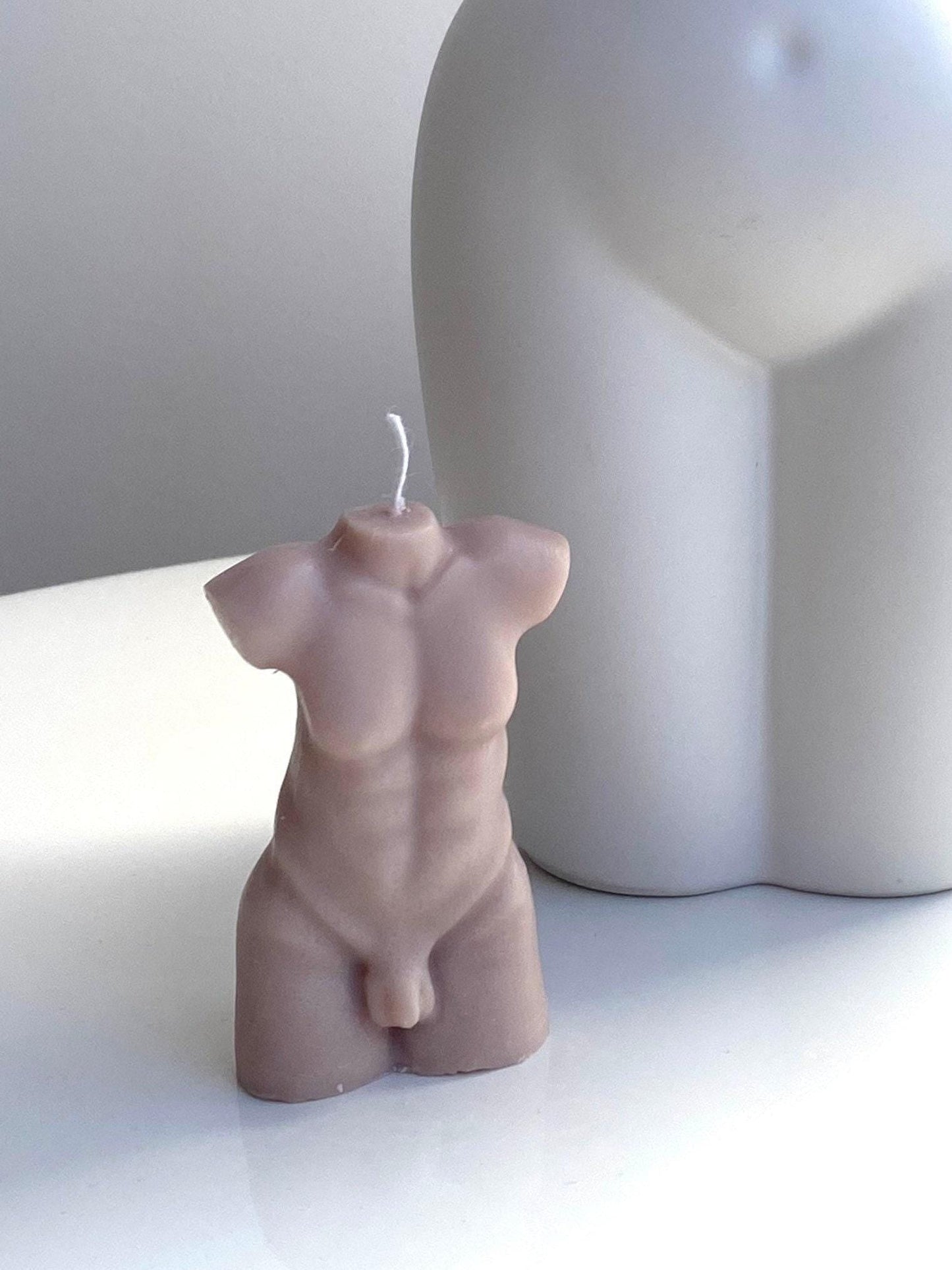 Hand Made Adonis Sex God Torso Male Art Man Sculpture 100 Fragrances Soy Blend Beige Candle Free UK Post