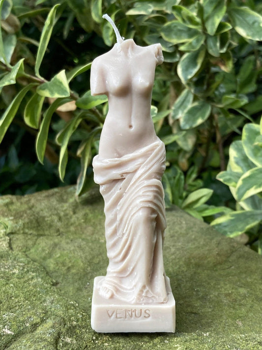 Beige Hand Made Venus De Milo Roman Goddess Art Sculpture Soy Candle Free Postage to UK