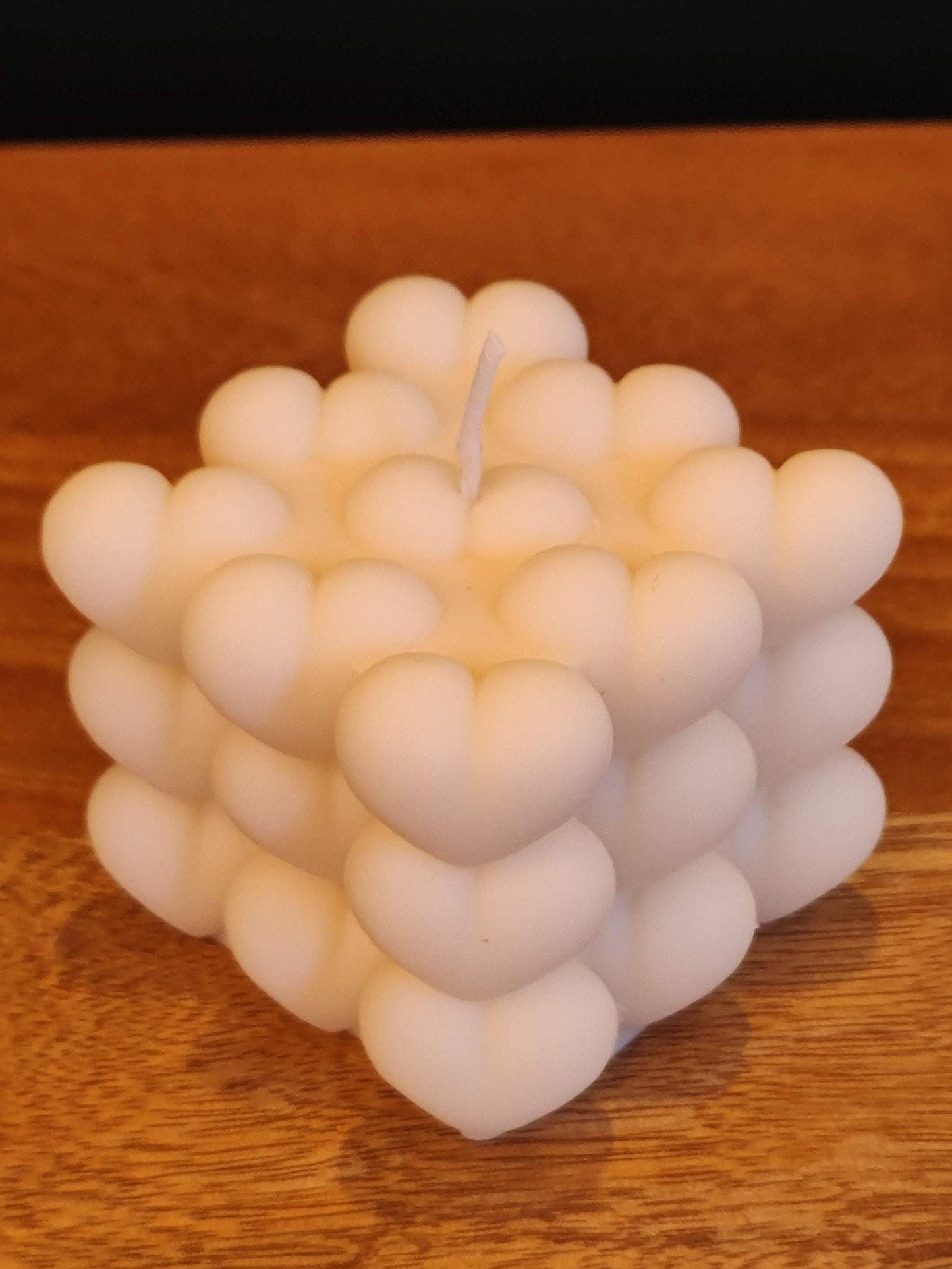 Handmade Ivory White Bubble Heart Cube Romantic Love Gift Wedding Candle Natural Soy Wax Malone Fragrances & Choice of Colour. Free UK Post