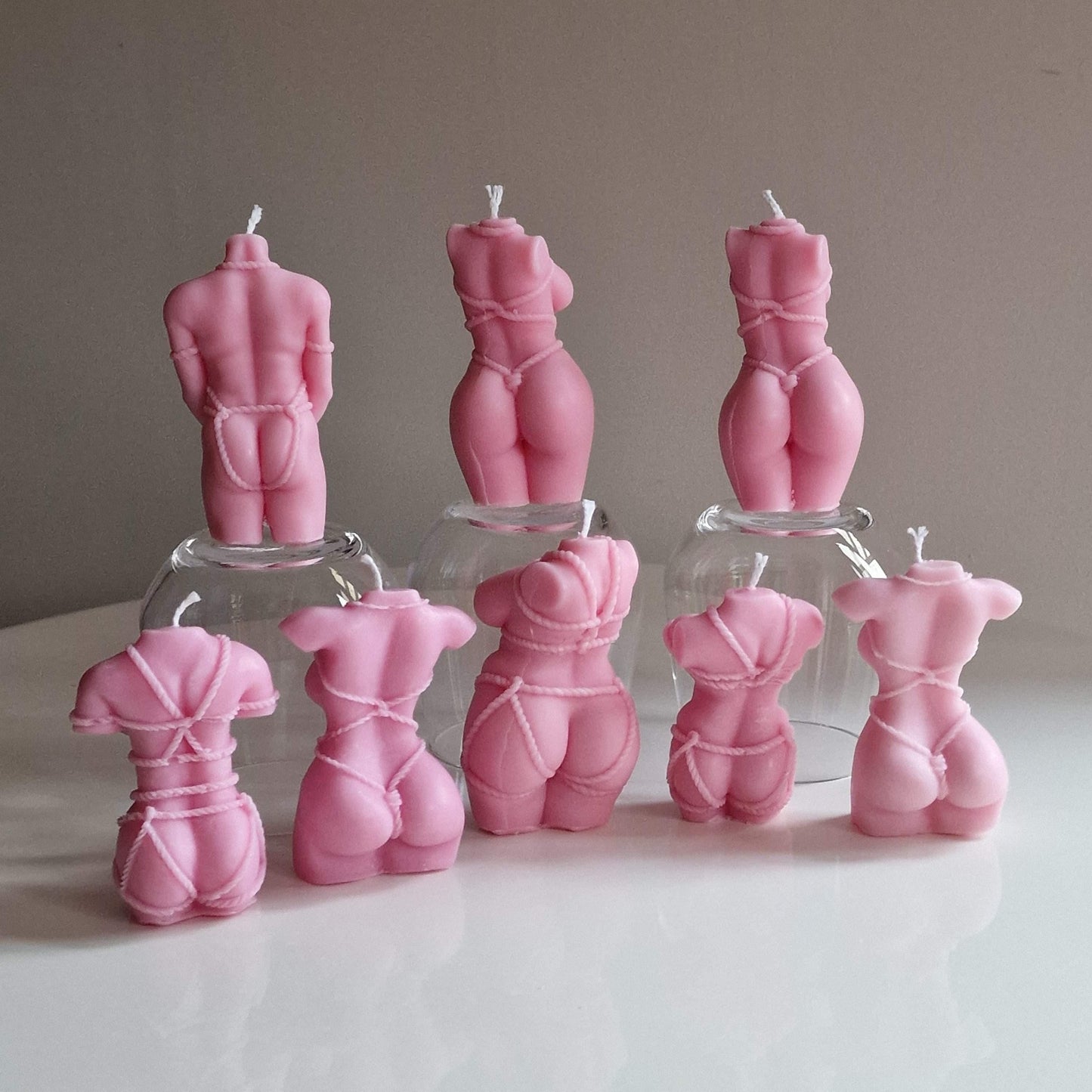 Shibari Bondage God/Goddess Pink Candle Choice Of Fragrance Handmade in Leicestershire Free UK Post