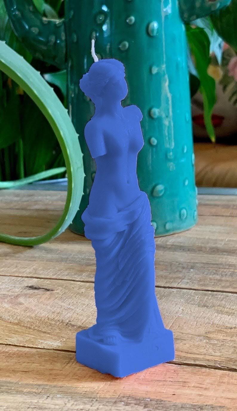 Hand Made Bright Blue Body Sculpture legs Venus Shibari Goddess Aphrodite Pregnant Romantic Candle Over 100 Fragrances Free UK Post